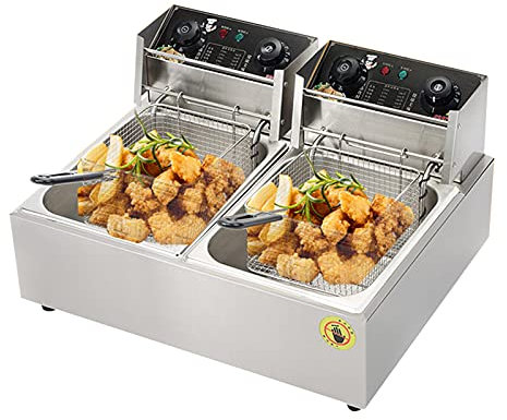 CHEMYO Commercial Electric Deep Fryer, 10L/20L High Capacity Professional Countertop Deep Fryer, with Timing & Temperature Control Function, for Commercial and Home Use
