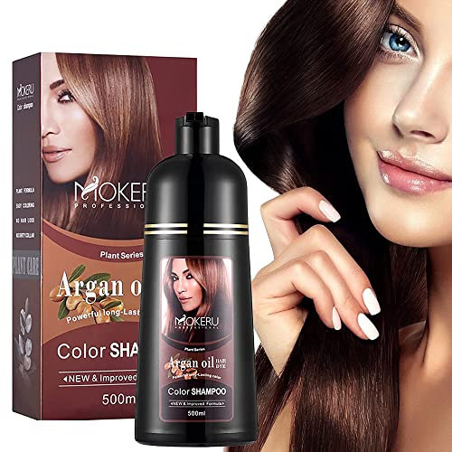 Dunkelbraun Färben 16.9 Fl Oz, Arganöl Dunkelbraun Haarshampoo, 3 in 1 Haarfärbeshampoo, Einfach zu verwenden, Semi-Permanente Haarfarbe Shampoo (Dark Brown)