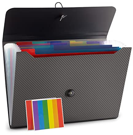 Nicfaec Expanding File Folder, File Organizer,13 Pockets, Grey, File Organizer Accordion Filing Folder for Documents, Aesthetic Paper Organizer Folder for Work, School, Home, Office
