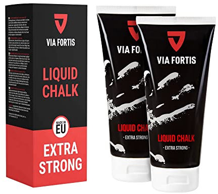 VIA FORTIS - Liquid Chalk x2 – Flüssigkreide für maximalen Grip beim Sport – Schnell trocknend, extrem ergiebig und lang haltend – Für Calisthenics, Bouldern, Klettern, Pole UVM
