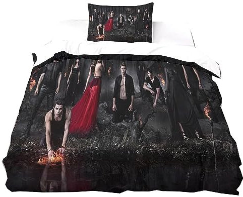 VampiDiarie Bettbezug-Sets,3D-Digitaldruck Bettwäsche135x200 cm,Kissenbezug 80x80cm,kinderbettwäsche Jungen,Schlafzimmer Dekorative (B,135x200cm+80x80cm)