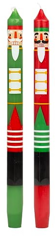 Candele natalizie a tema natalizio | Design tradizionale schiaccianoci | Decorazioni natalizie da tavola per la casa, riempitivo per calza della Befana, Babbo Natale segreto | Non profumate |
