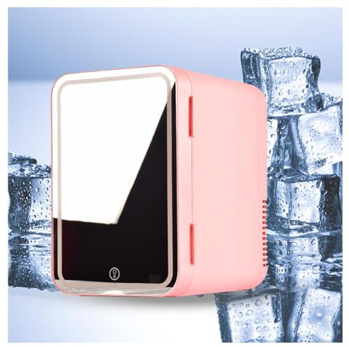 MELLYD Nevera Coche Portatil, Con Espejo Led, Capacidad 8L Neveras Baratas, RefrigeracióN Y CalefaccióN,12v/ 220v Refrigerador Portatil, Adecuado Para Viajes, Camping,Pink
