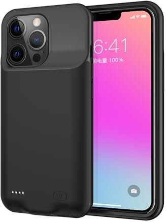 Custodia per iPhone 15 Pro Max, [10000mAh] Caricatore Batteria Esterna Sottile Power Bank Portatile Custodia Protettiva (6,7 Pollici) (Nero)