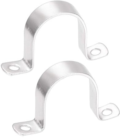 TOP-VIGOR 2Pcs 50mm(2) Rigid Pipe Strap, 2 Holes U Bracket Pipe Clips, 304 Stainless Steel Tube Strap Tension Clip Clamp Saddle Clip for Pipe Fixing