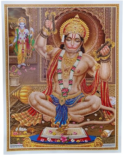Rastogi Handicraft Best Of Indian Nachdruck Hindu-Gott Poster/Bild mit ungerahmt (Hanuman-Ji-Singing-Bhajan, 28,9 x 22,9 cm)