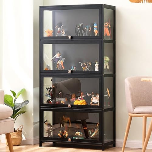 Vitrine Murale pour Collection Mini Voiture Collection, Objet Manga, Vitrine pour Collection, Presentoir pour Figurine Rangement avec Etagères sur Salon, Bureau ( Color : Black , Size : 60x32x140cm/23