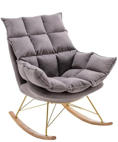 VENYAA Freizeit Faule Person Schaukelstuhl,Schaukelsessel mit Metallgestell Relaxstuhl für Wohnzimmer/Schlafzimmer/Balkon,Wohnzimmer Polstersessel,Erwachsener Lounge Stuhl(Color:/ Grau)