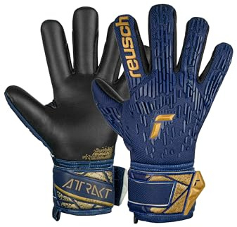 Reusch Torwarthandschuhe Kinder Jugendliche | starker Grip, flexible Passform & Stabilität | atmungsaktiv |für Training & Spiel | Naturrasen & Kunstrasen | Größe 4-8 | Attrakt Freegel Silver Junior
