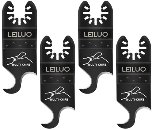LEILUO 4 Pcs Multi Tool Hook Blade for Carpet Roof Shingles Soft Materials Universal Oscillating Tool Accessory with Storage Bag Compatible with DeWalt Makita and More