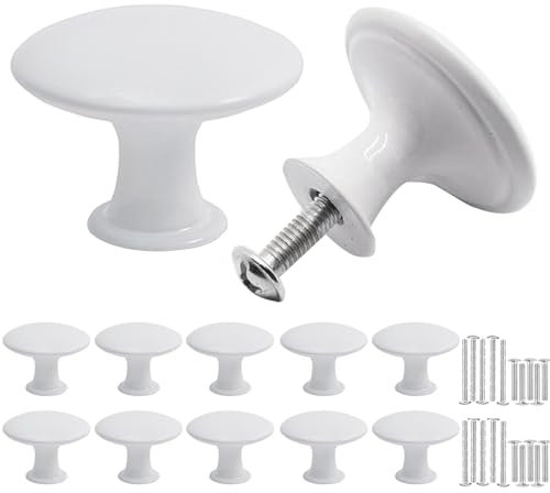 Misuyue Bouton de Meuble Blanc en Inoxydable 30mm - Poignee de Cuisine pour Portes, Placards, Commode, Armoire