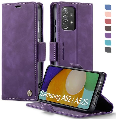 XYGLOW Coque pour Samsung Galaxy A52/A52S Etui Housse【RFID Blocage】 Premium en Cuir PU Pochette de Portefeuille Fermeture Magnetique Flip Case Rabat Clapet pour Samsung A52S 5G/ A52 4G/5G Étui,Violet