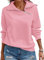 KEBORUILA Sweatshirt Femme Casual Manches Longues Printemps Automne Hoodie Loose Pullover 1/4 Zippé Tops Rose Pâle S