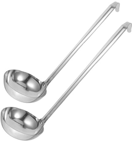 PartyKindom 2pcs Stainless Steel Spoon Soup Ladle Serving Spoon Small Sauce Ladle for Cooking