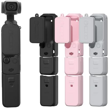 BRDRC Pocket 3 Coque de protection en silicone pour objectif de DJI Osmo Pocket 3 Creator Combo Accessoires (Noir)