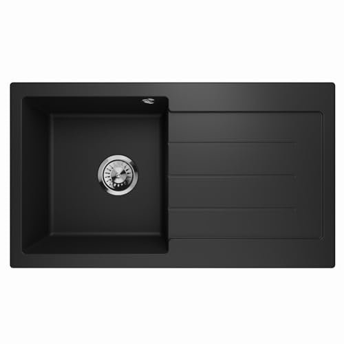 Lavello Master 1.0 - Fregadero de cocina (granito, empotrable, a la derecha), color negro