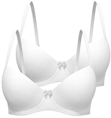 UniMark Pack of 2 White Full Cup Coverage Smoothing T-Shirt Bras for Women | Underwired Padded Bra | Classic T Shirt Bras for Women UK Size 32B-40G (36C)