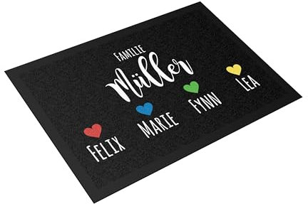 printplanet® - Fußmatte selbst gestalten - individuell Bedruckt - Layout: Vier Herzen - Größe 60 cm x 40 cm