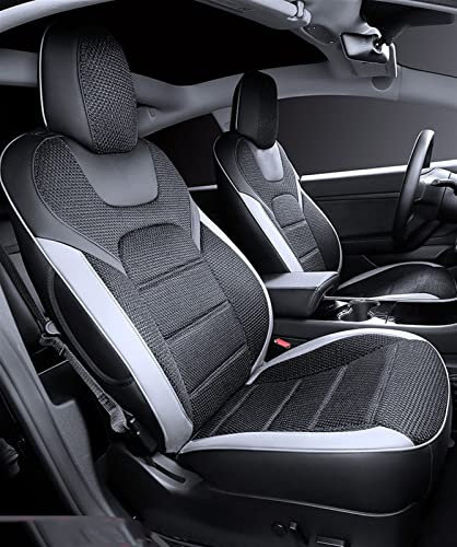 ABLSUR Für Tesla Für Model S Full Surround Style Ice Silk Autositzbezug Atmungsaktives Kissen Angepasst Allwetter-autositzbezug (Color : Black White)
