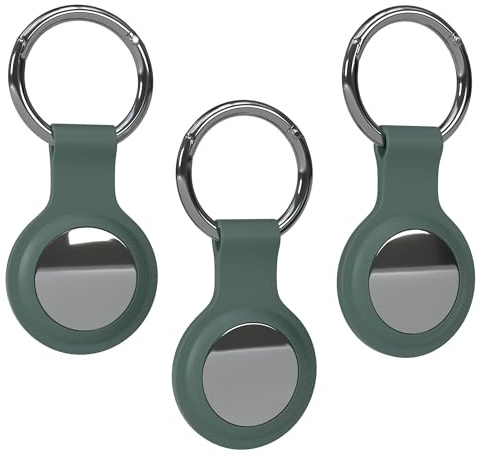 EAZY CASE - 3er Set Schlüsselanhänger für AirTag Anhänger Hülle Silikon Dunkelgrün AirTags Schutzhülle Air Tracker Schlüsselanhänger Ring geeignet auch als Air Tag Anhänger für Hund, Katze, Kinder