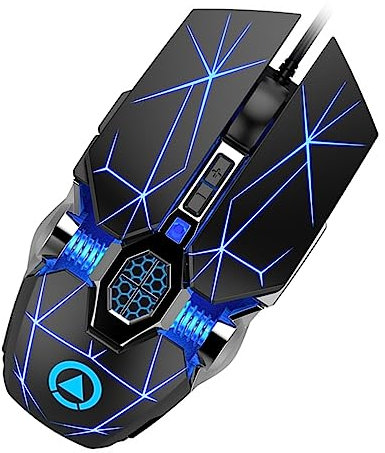 MERRYHAPY Ratón Gaming USB Iluminación RGB Ergonómico dpi para Pc y Portátiles Ratón Cableado para Gaming y