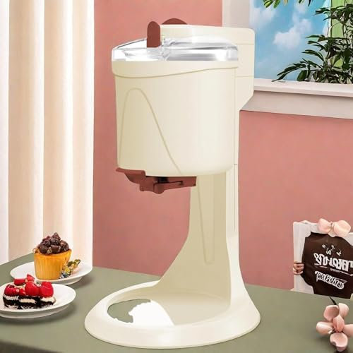 YQDDO Gelatiera Italiana da 1000 ml, Macchina for Gelato Soft-Serve Fatta in casa, Mini Piccola Macchina Automatica for Coni di Yogurt, con misurino