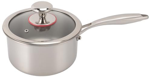 Pot à Lait en Verre D'aluminium Ti épais Revêtement Nocif, Poignée Résistante à la Chaleur, Couvercle D'aération, Revêtement Antiadhésif, Nettoyage à la Main, Compatible avec