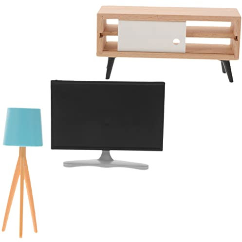 GARVALON 1satz Miniatur Fernsehgerät Für Puppenhaus Teiliges Zubehör Mit Tv Tv-Schrank Und Tischlampe Für Einrichtung Von Miniaturwohnungen Und Zimmerdekoration Langlebig Und Praktisch