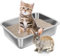 Lettiera Acciaio Inox per Gatti, Lettiera Gatto Aperta per Gatti Grandi, Piccoli e Conigli, Toilette per Gatto Antiaderente, Facile da Pulire, Sabbiera Alta, Antiodore e Spaziosa 40 x 30 x 15 cm (M)