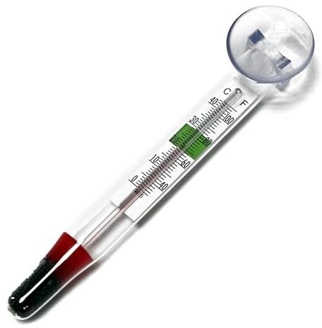 Aqua Nation Thermomètre d'aquarium, 0/43 °C, thermometre en verre analogique avec ventouse pour aquariums, terrariums, serres, reptiles, amphibiens et tortues.