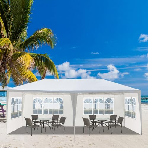 Bonnlo Tonnelle de Jardin 3x6 avec 4 Parois Latérales Amovibles en bâche PE Tubes en Fer Barnum Stable et résistant Gazebo de Jardin pour marchés Festivals Camping Mariages Blanc