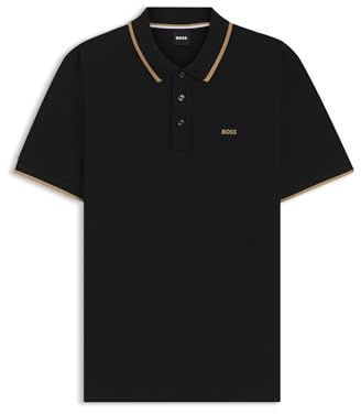 BOSS Herren Parlay 190 Poloshirt aus Baumwoll-Piqué mit Kontrast-Details Schwarz002 XXXL