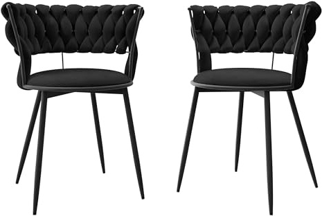 Mirjan24 Esszimmerstuhl Agessi, Polsterstuhl, Beine aus Metall, Gepolsterte Sitzfläche und Lehne Stuhl für Arbeitszimmer Esszimmer Küchenstuhl (DC-1141-BK/Schwarz-77)