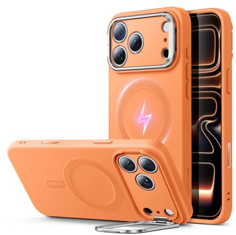 ESR für iPhone 17 Pro Hülle, Kamerasteuerung, Silikon Hülle mit Ständer, kompatibel mit MagSafe, integrierter Kameraständer, Magnetische Handyhülle für iPhone 17 Pro, Orange