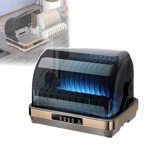 Mini Disinfection Cabinet Portable Countertop, Fully Automatic Disinfection of 50-95℃, Hot Air Drying, 30-60min 4-level Control Time, Suitable for Countertops of Home, Restaurant, Apartment,38L