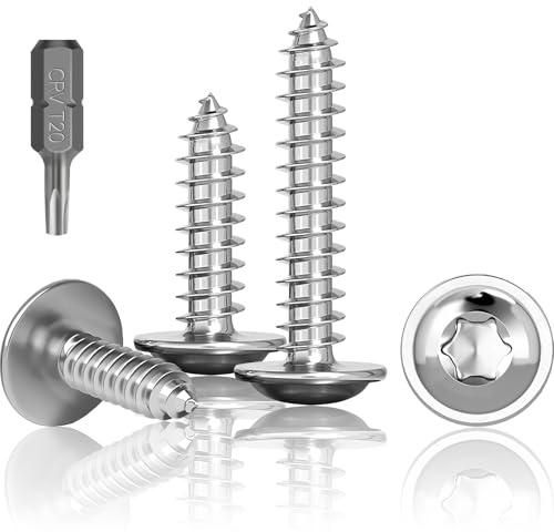 HXJDAM 150 Stück Blechschrauben Edelstahl Holzschrauben Torx M4x20mm | Selbstschneidende Schrauben mit Scheibe, Rostfrei A2 V2A Torx Schrauben Vollgewinde, Flachkopfschrauben mit T20 Bohre