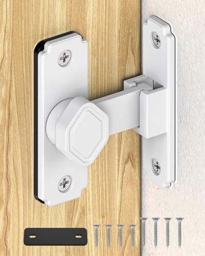 SecureLatch 90 Degree Flip Barn Door Lock, Small Right Angle Lock Latch, Sliding Door Latches for Cabinets, Bathroom, Barn, Shed, Garden, Window - Safety & Privacy Hardware (White-1PC)