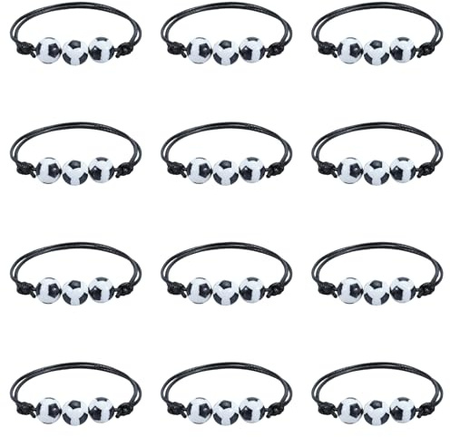 12 Stück Fußball Armbänder Kinder, armband kinder,Verstellbares Fußball Armband, Fussball Freundschaftsarmband Jungs, Fussball Party Fußballspiel Kindergeburtstag Mitgebsel Jungen Mädchen