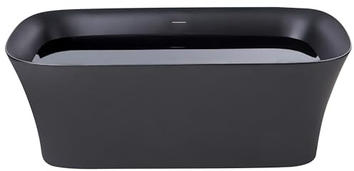 Luxus Acryl Badewanne oval freistehend schwarz mit Überlauf 160 x 75 cm Lanalhue