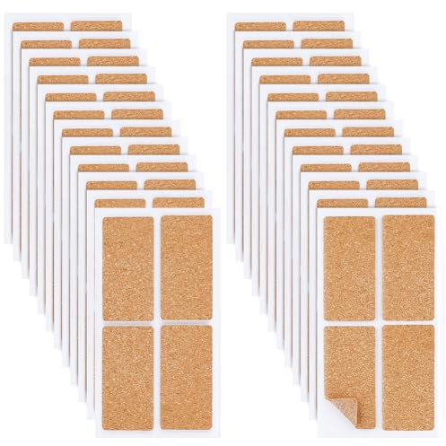 BENECREAT 120 Stück Korketikettaufkleber 60x30mm selbstklebende Korkplatten leere tragbare Etiketten für Glasflaschen Küchenorganisation Möbelchutz