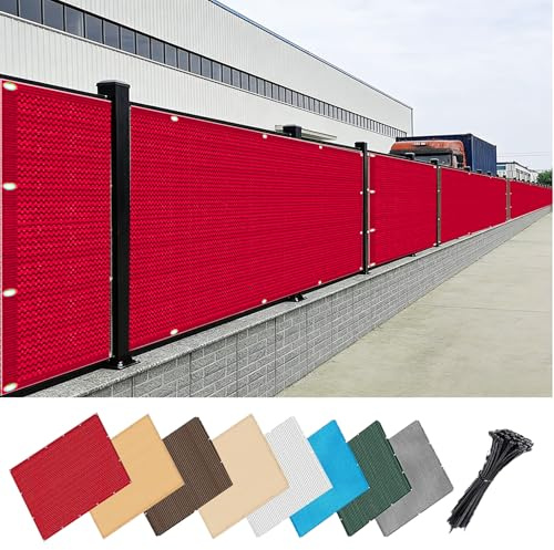 Brise Vue Balcon 53 x 400 cm 220G M² Hdpe, Protection de La Vie Privée, Opaque UV Résistant Aux Contre Vent, Brise Vent Terrasse avec Attaches Câble pour Balcon Terrasse, Rouge