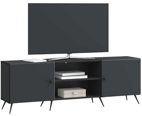 vidaXL TV-Schränk Schwarz 150 x 31 x 50 cm Holzwerkstoff, Vintage Lowboard, rechteckige Medieneinheit, viel Stauraum, Holz, Cooler Organizer für Dein Wohnzimmer