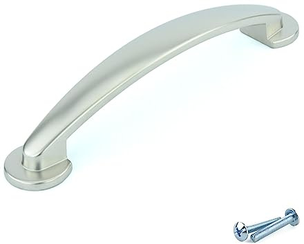 M4TEC Bow Kitchen Cabinet Door Handles for Cupboards, Drawers, Bedroom Furniture Pull Handle - Matt Nickel Kitchen Wardrobe Handles, and Drawers - L6 Series: 128 mm