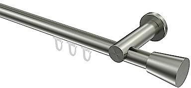 Interdeco Gardinenstangen mit Innenlauf Edelstahl Optik 20 mm Ø Platon Sitra, 220 cm