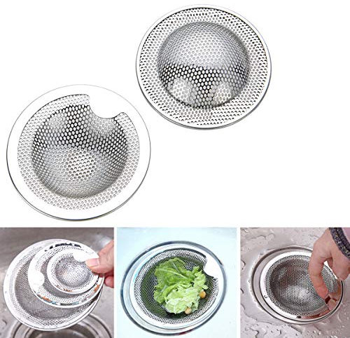 Fayonnir Abflusssieb Edelstahl, 2 Stück Abflusssiebe, Ideal für für Küchen Waschbecken, Sieb Dusche, Badewanne, Erhältlich in DREI Größen (Mittel)