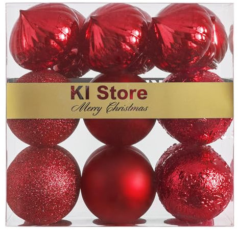 KI Store Palline di Natale Albero di Natale Ornamenti di Decorazione infrangibilePalle per Appendere Natale Decorazioni Festival Decorazioni Natalizie (8cm, Rosso)