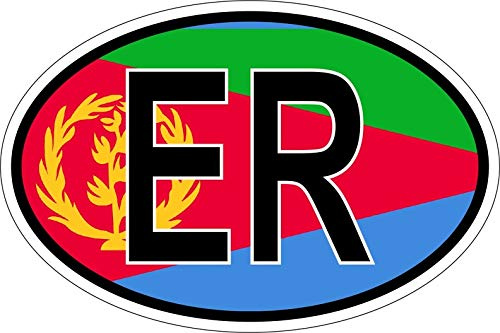 Akachafactory Sticker oval flag vinyl country code ER eritrea