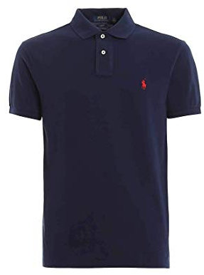 Ralph Lauren Mod. 710795080 Polo Piqué Manches Courtes Slim Fit Homme Bleu L