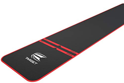Target Darts World Champion Dart-Matte Schwarz und Rot | Dart Oche Matte mit Softdart und Steeldart Wurfabständen | rutschfeste Teppichmatte für Boden und Dartspitzen Schutz | Dart Zubehör