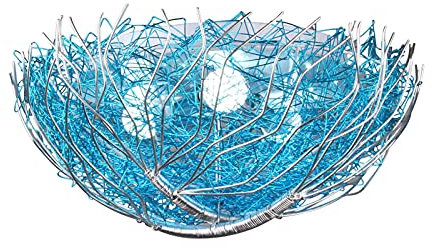 Warm Romantische Wohn,E14 Nordic Kreativ Persönlichkeit Vogel's Nest Deckenleuchte,Persönlichkeit Kunst Beleuchtung,Mediterraner Stil Beleuchtung,Kinder's Zimmer Schlafzimmer Lampe-Blau 50 * 23cm